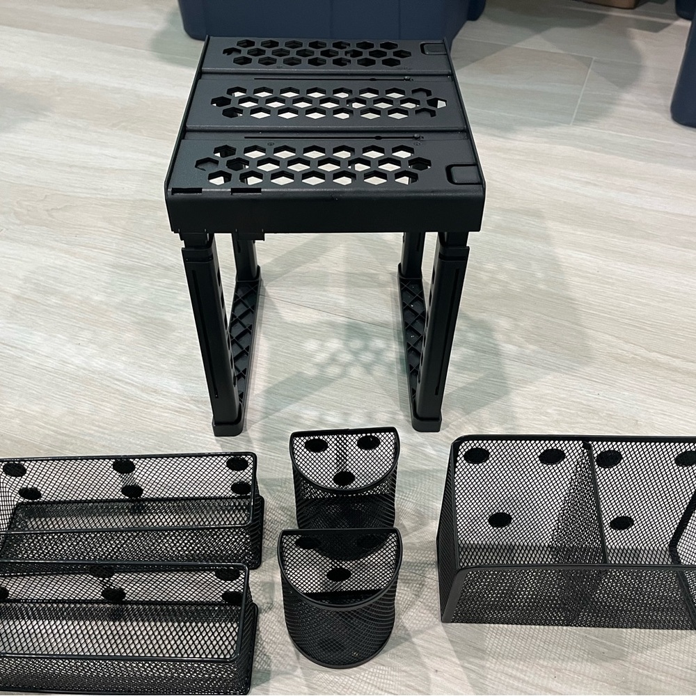 Black Metal Mesh Desk Organizer Set